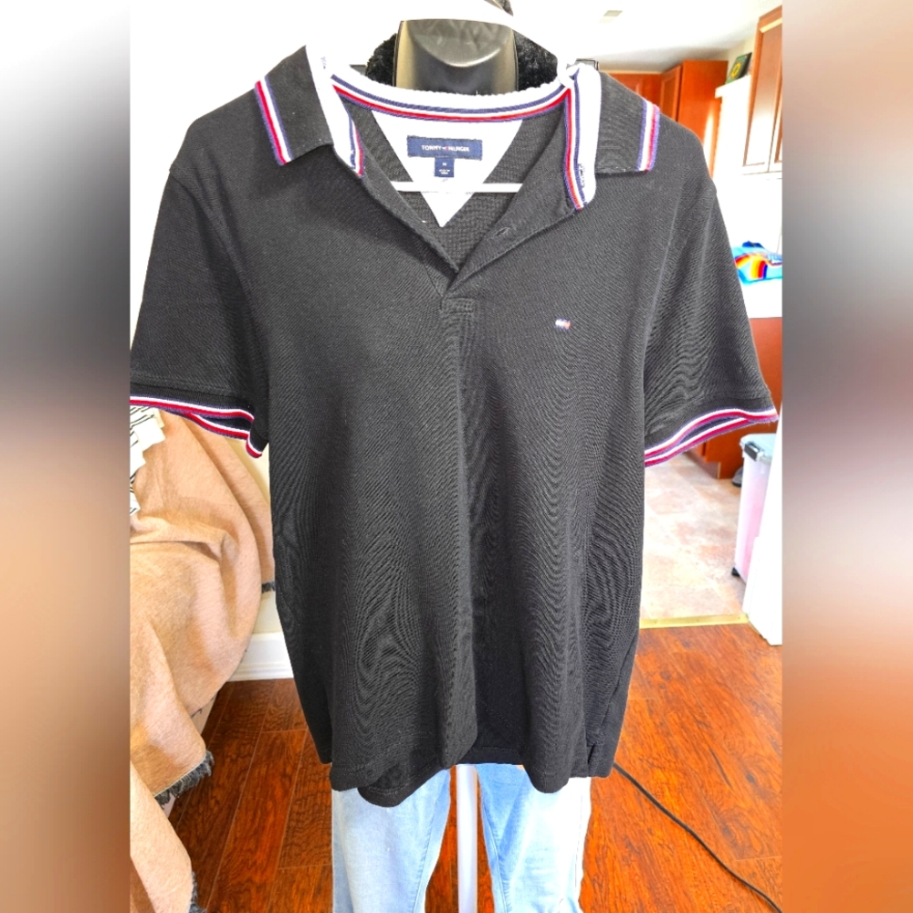 Tommy Hilfiger, Black Polo, Men's Medium